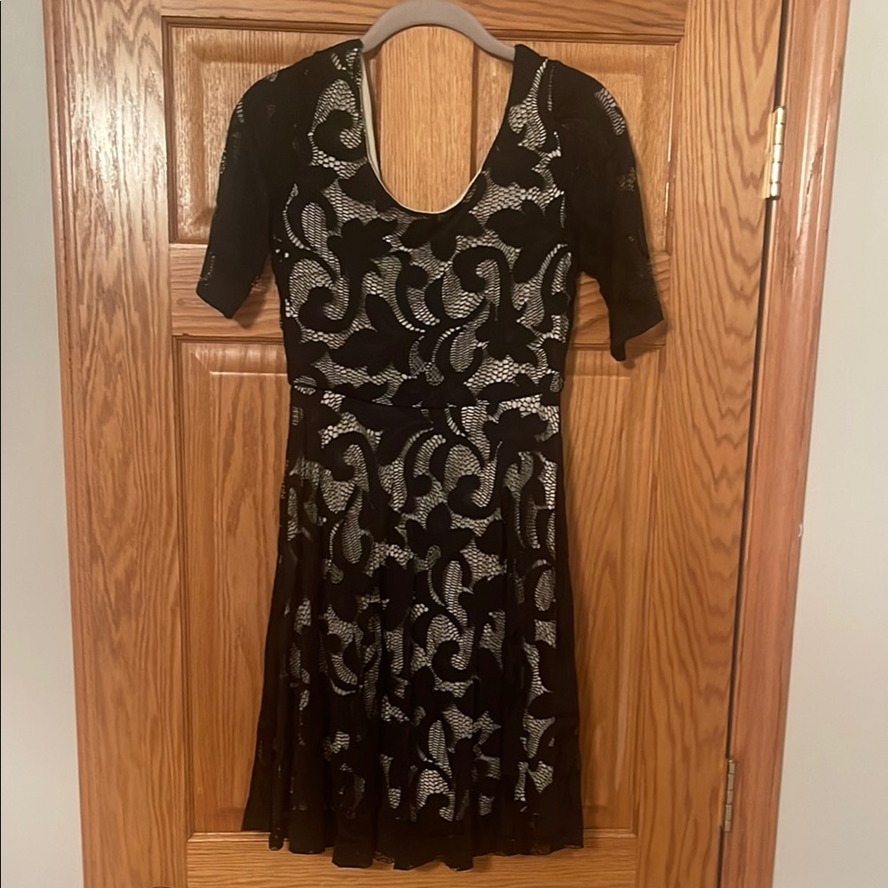 Elegant Black and White Lace Dress